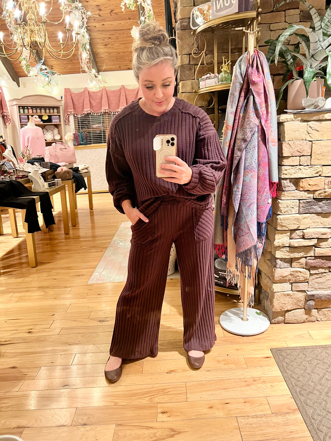 Plum Knit Ribbed Set