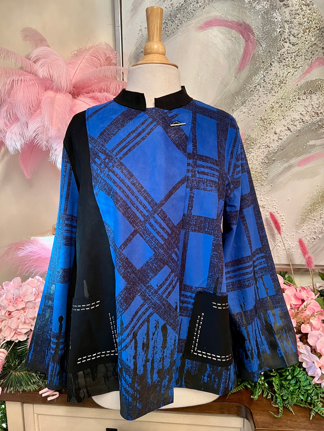 Royal Blue Mixed Media Jacket