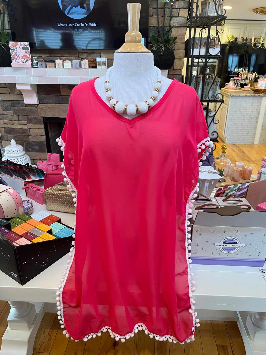 Hot Pink Pom Cover-Up