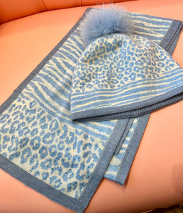 Light Blue Animal Print Scarf