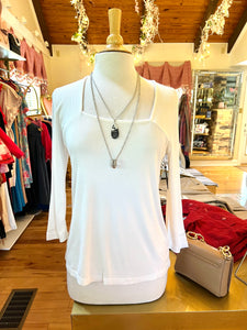 Ivory Ribbed Top w/Square Neckline