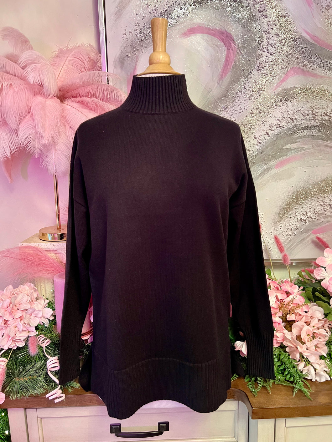 Black Mock Neck Sweater