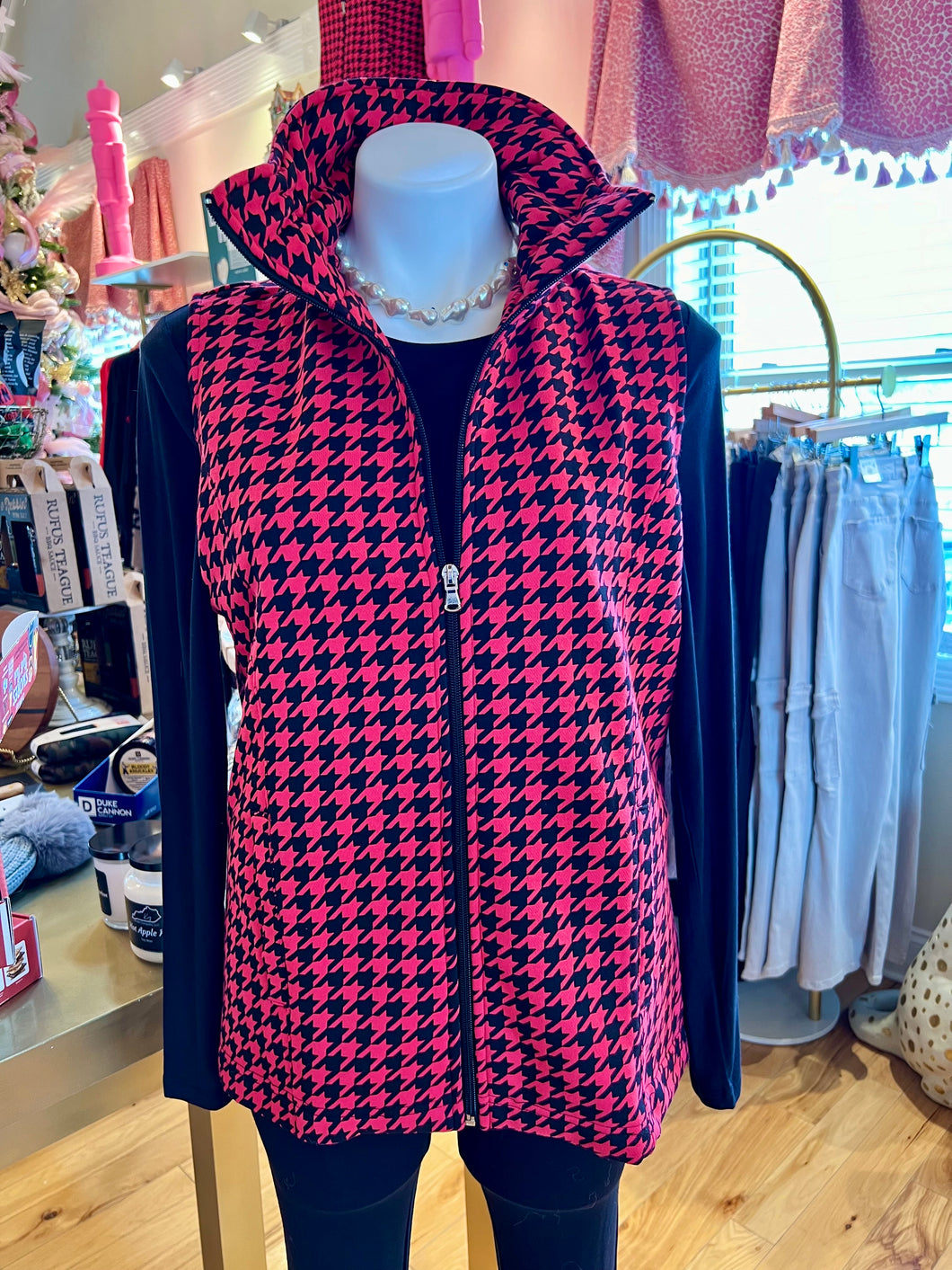 Red & Black Houndstooth Vest