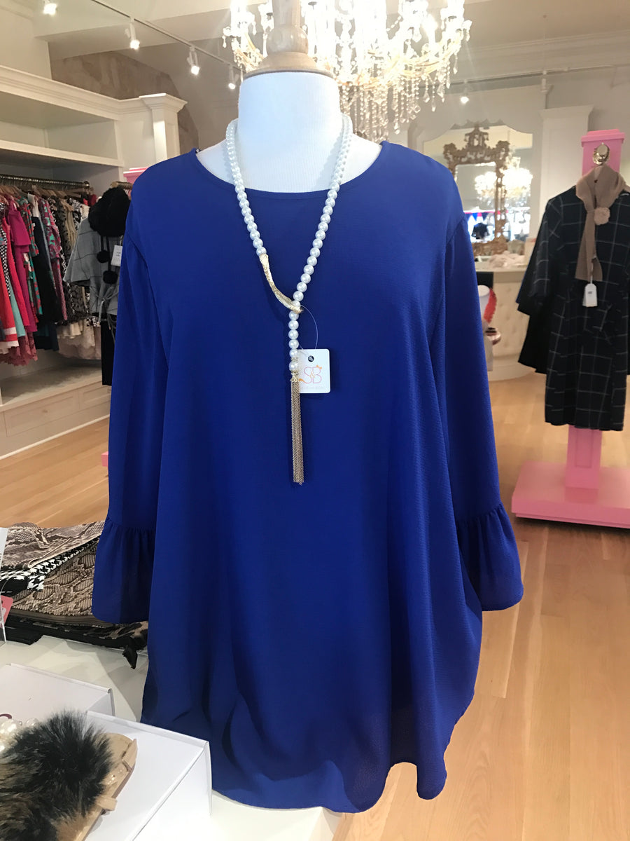 Royal Blue Bell Sleeve *Plus Size* – Sash&Bow