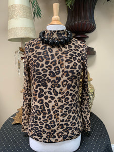 Leopard Mesh Long Sleeve Top